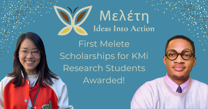 First Melete Scholarships for KMi Research Students Awarded